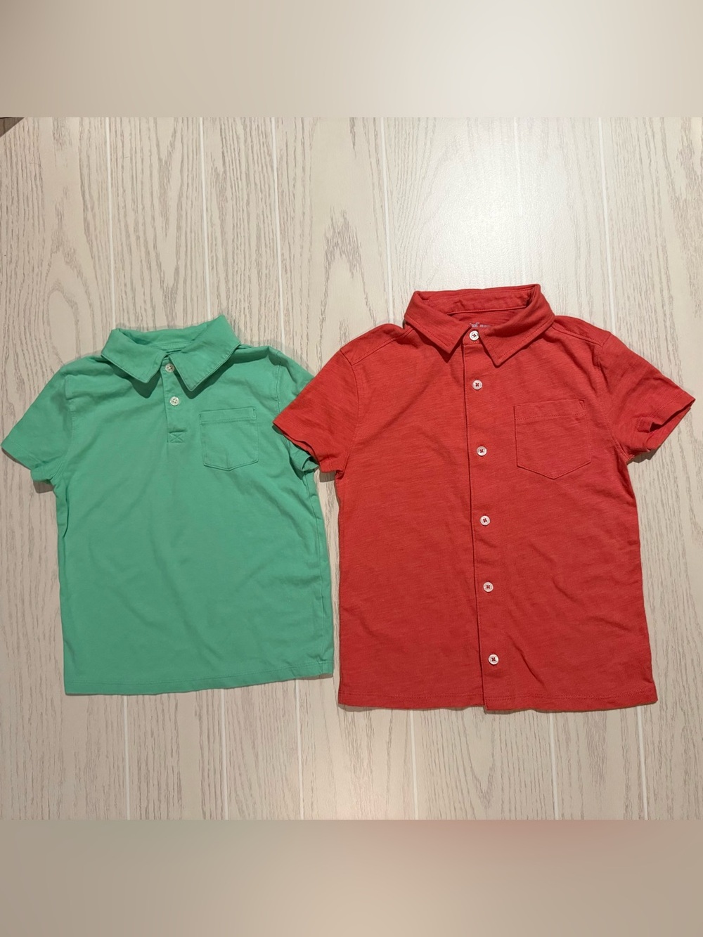 Cat & Jack Boys Polo Bundle XS 4/5 Red Green Short Sleeve Shirts